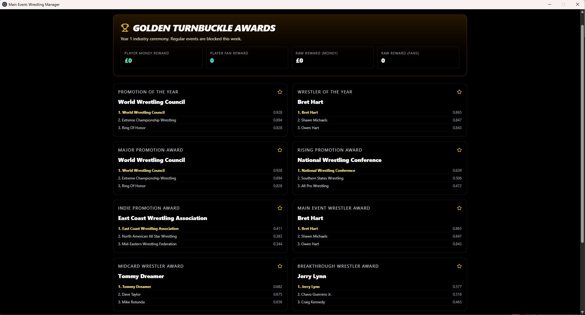 Main Event Wrestling Manager screenshot